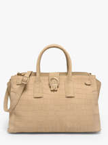 Sac Port Main M Equestre Croco Cuir Etrier Beige equestre croco EEQC142M